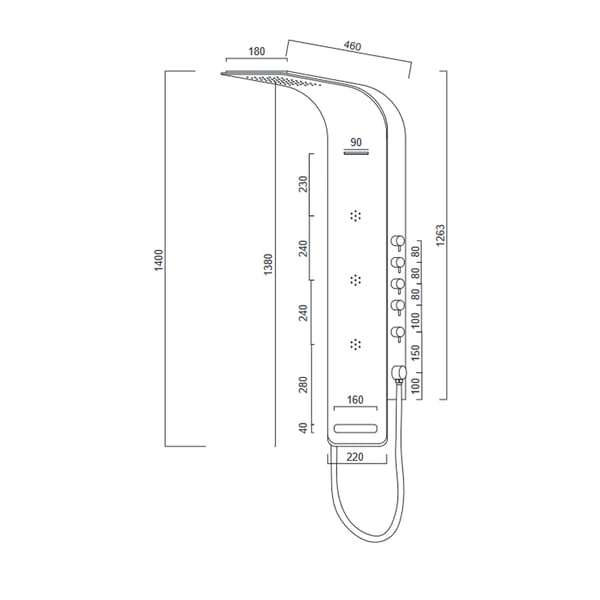 Στήλη Ντους-Υδρομασάζ Icos Astrea Black  Matt